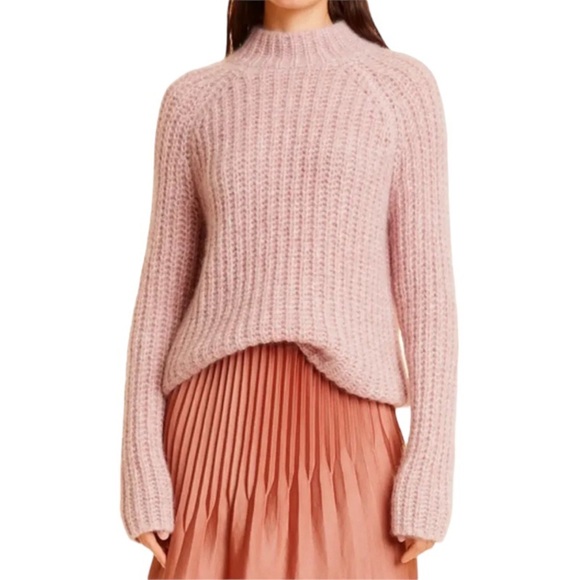 🌺SOLD ON BAY🌺 $425 Vince Alpaca Blend Sweater Pink XLarge SOFT Loose Stretch Rib - Picture 5 of 15